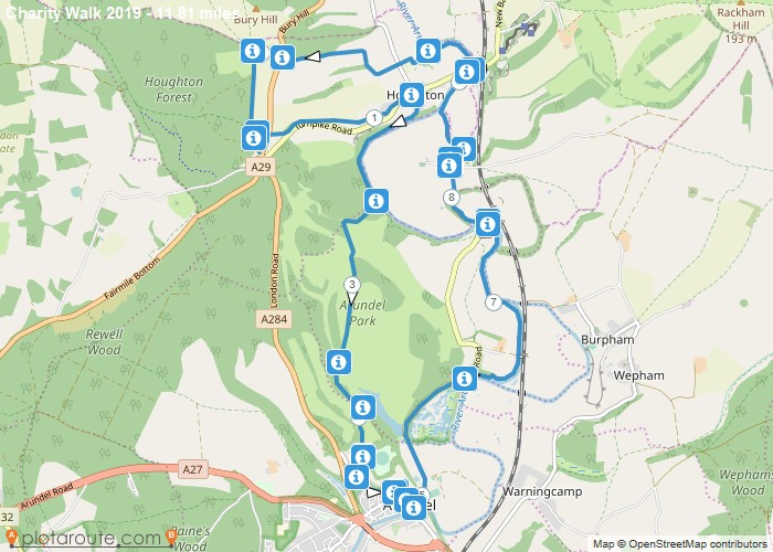 Map - Arundel via Houghton Forest Circular